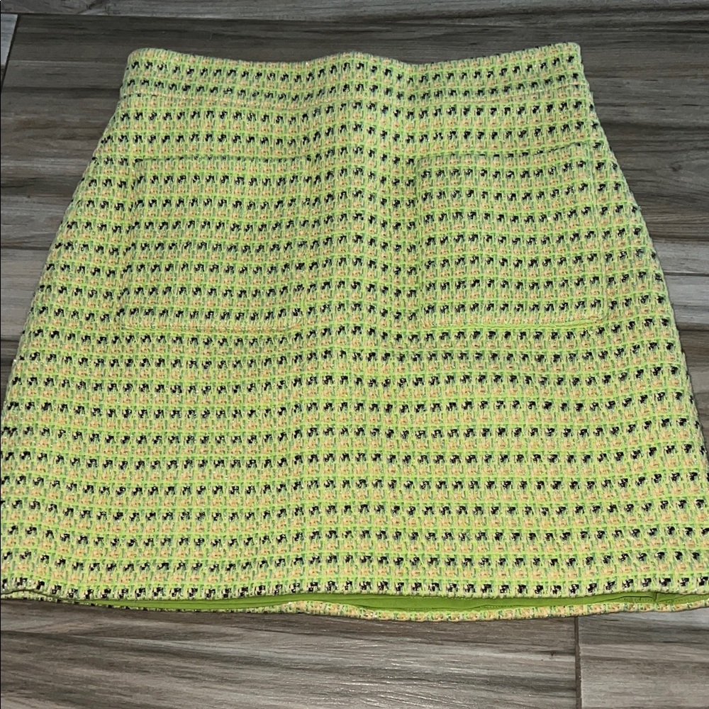 JCrew Chic Yellow green Tweed Skirt
